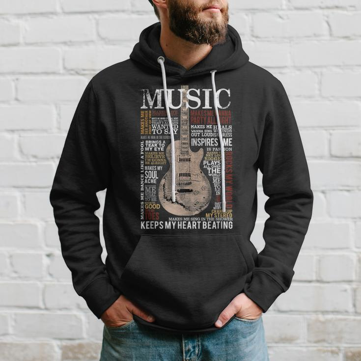 Music Quotes Guitar Keeps My Heart Beating Musician Bass Hoodie Gifts for Him