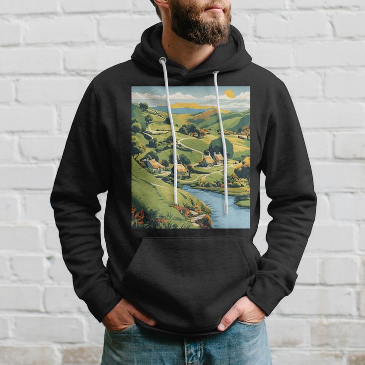 New Zealand Hobbiton Tranquility Graphic Hoodie Gifts for Him