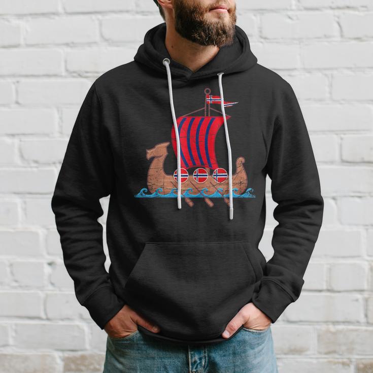 Norwegian Flagiking Ship Norway Hoodie Geschenke für Ihn