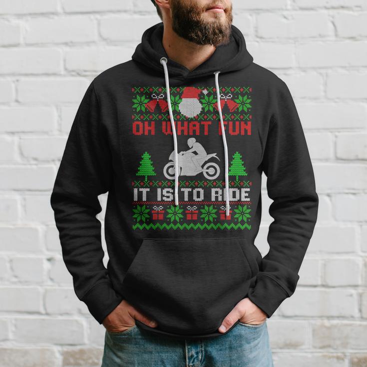 Oh What Fun It Is To Ride Motorcycle Ugly Christmas Hoodie Gifts for Him