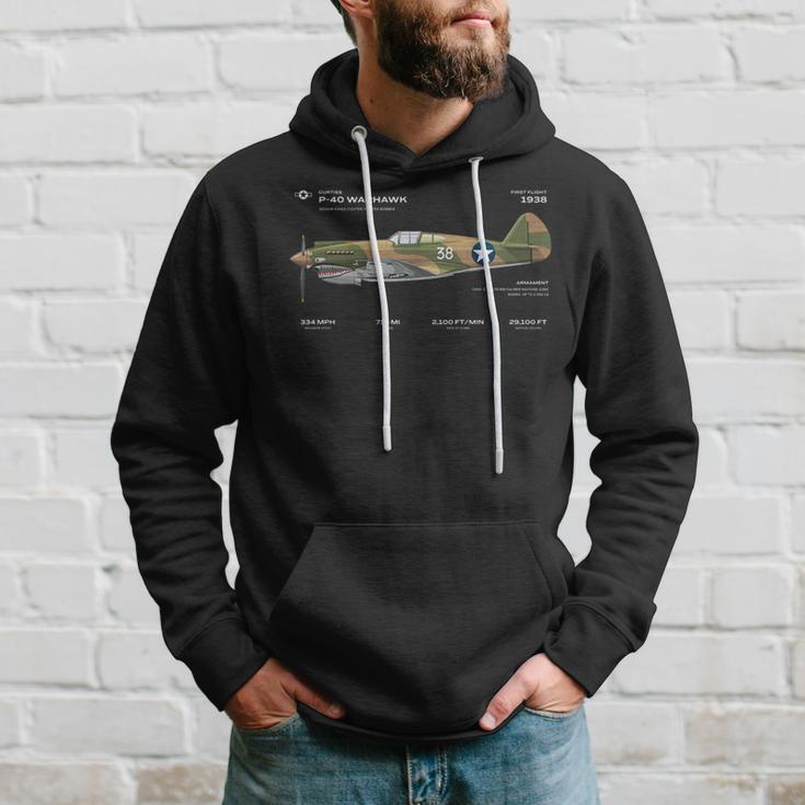 P-40 Warhawk Us Wwii Airplane Historic War Bird Fighter Bomb Hoodie Gifts for Him