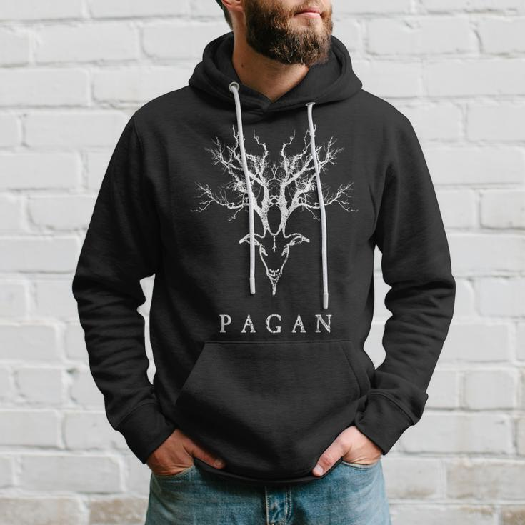 Pagan Tree Horn Goat Distressed Vintage Style Hoodie Gifts for Him