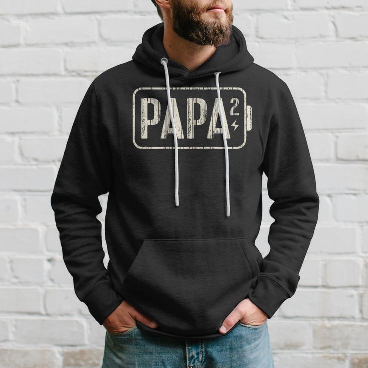 Papa 2 Kinder Lustig Zweifacher Papa Leere Akku Kapuzenjacke Kapuzenpullover Geschenke für Ihn