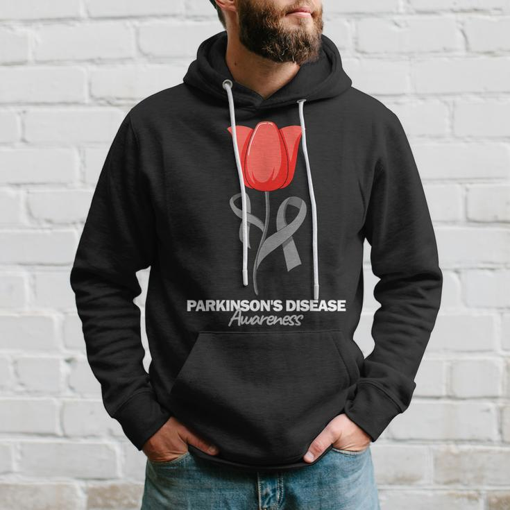 Parkinson's Disease Awareness April Month Red Tulip Hoodie Gifts for Him