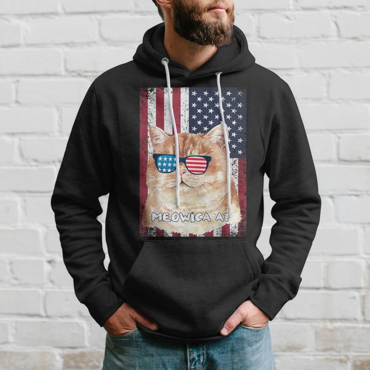 Patriotic Cat Meowica Af 4Th Of July Usa American Flag Hoodie Gifts for Him