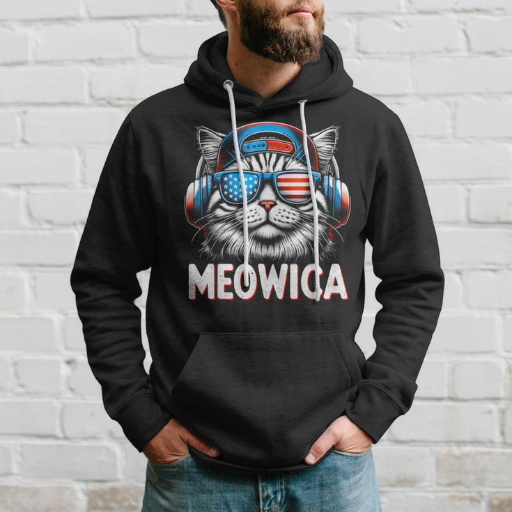 Patriotic Meowica 4Th Of July Cat American Flag Usa Kitty Hoodie Gifts for Him