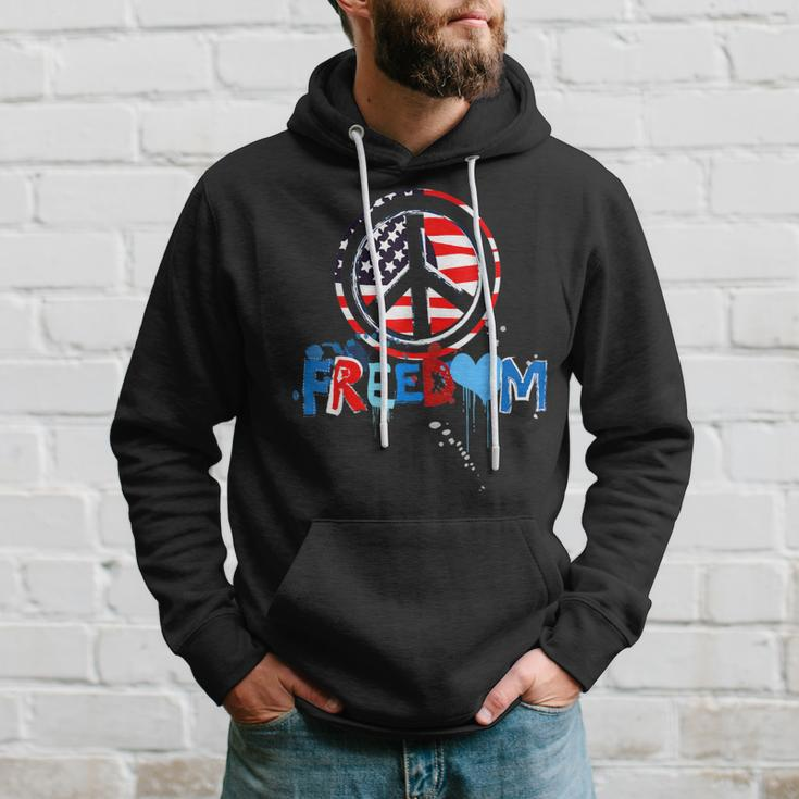 Patriotic Peace Sign Usa Flag Freedom Vote Hoodie Gifts for Him