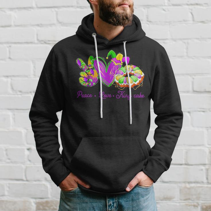 Peace Love King Cake Mardi Gras Party Carnival King Long Sleeve T