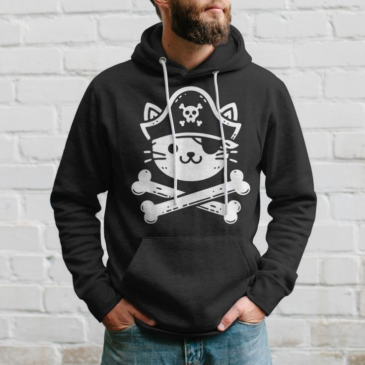 Pirate Cat Crossbones Cat Lover Cats Kitten Owner Hoodie Gifts for Him