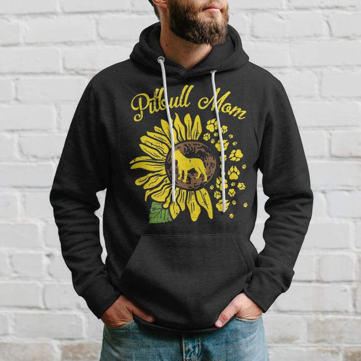 Pitbull Mom Sunflower Paw Pittie Dog Owner Mama Women Gif Hoodie Gifts for Him