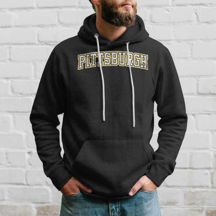 Pittsburgh Varsity Style Sl City Black Yellow Grey Grunge Hoodie Gifts for Him