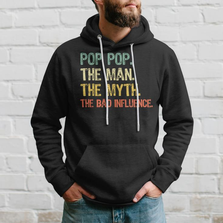 Pop-Pop The Man The Myth Bad Influence Vintage Retro Poppop Hoodie Gifts for Him