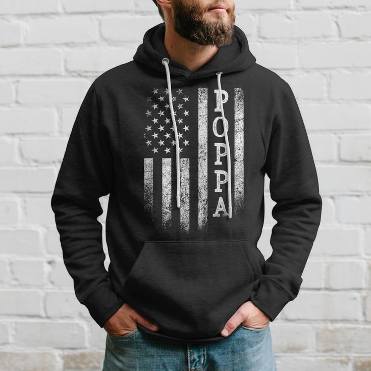 Poppa American Flag Poppa Patriotic Father's Day Hoodie Gifts for Him