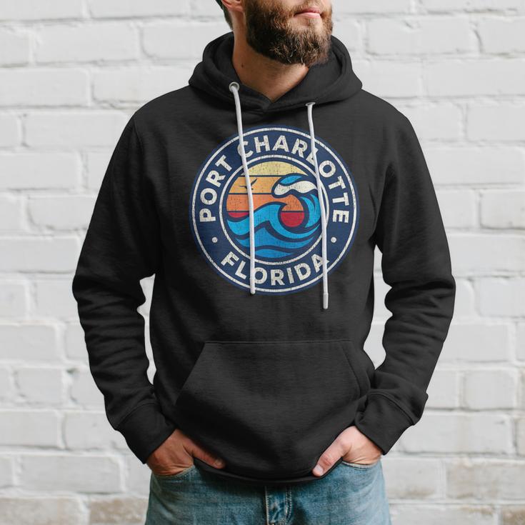 Port Charlotte Florida Fl Vintage Nautical Waves Hoodie Gifts for Him