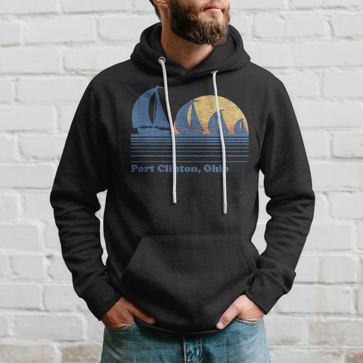 Port Clinton Oh Sailboat Vintage 80S Sunset Hoodie Gifts for Him