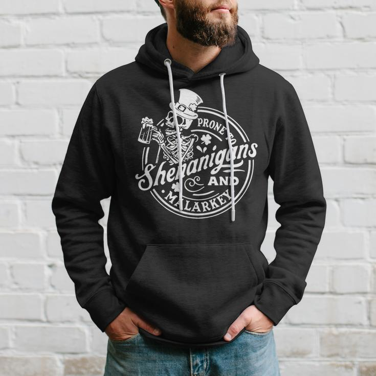 Prone To Shenanigans And Malarkey St Patrick Day Humor Hoodie Gifts for Him