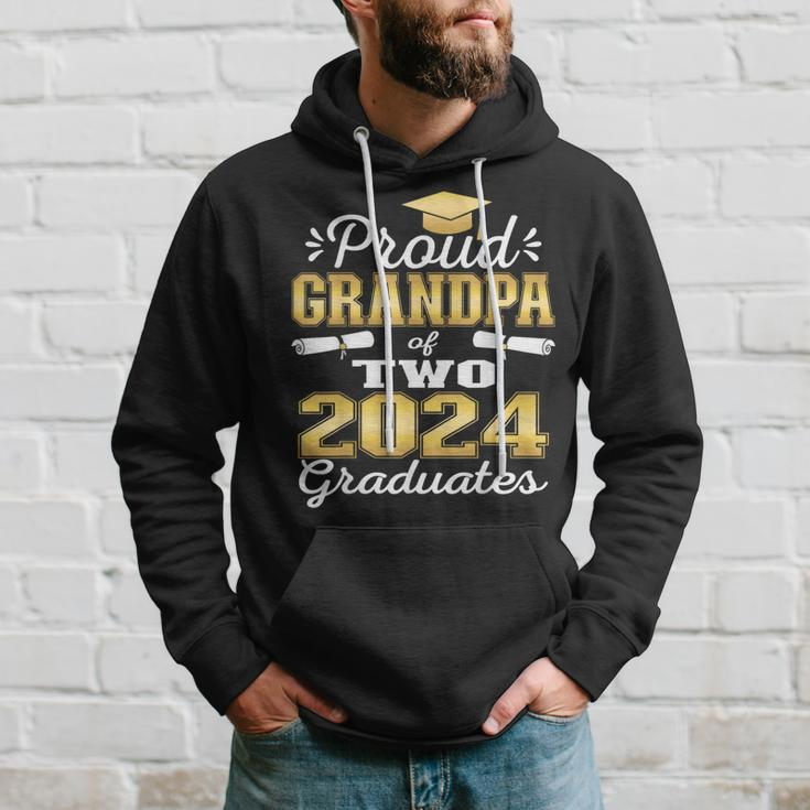 Proud Grandpa Of Two 2024 Graduate Class 2024 Graduation Hoodie Gifts for Him