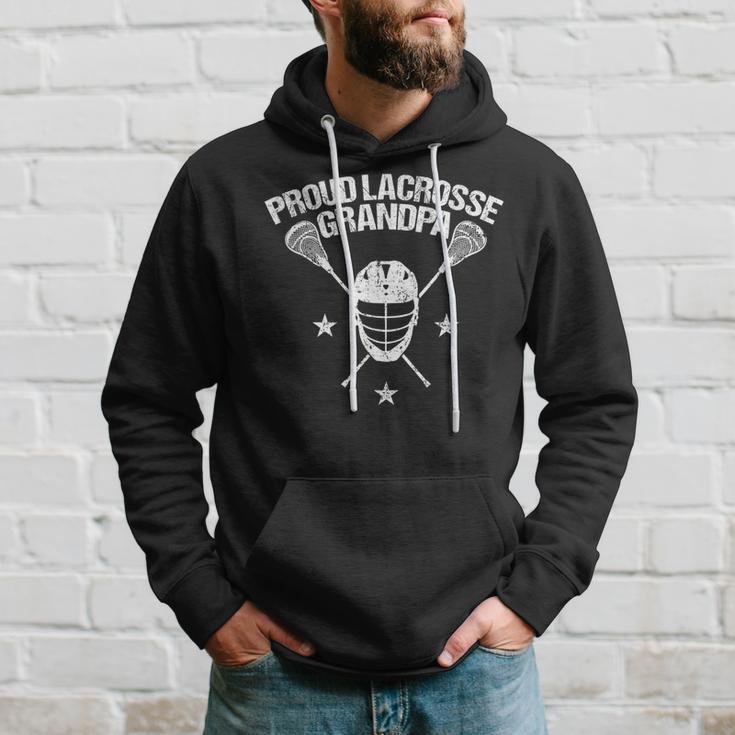 Proud Lax Grandpa Lacrosse Sports Player Helmet Stick Men Hoodie Gifts for Him