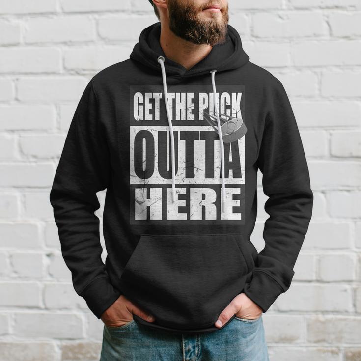 Get The Puck Outta Here Hockey Fan Hoodie Gifts for Him