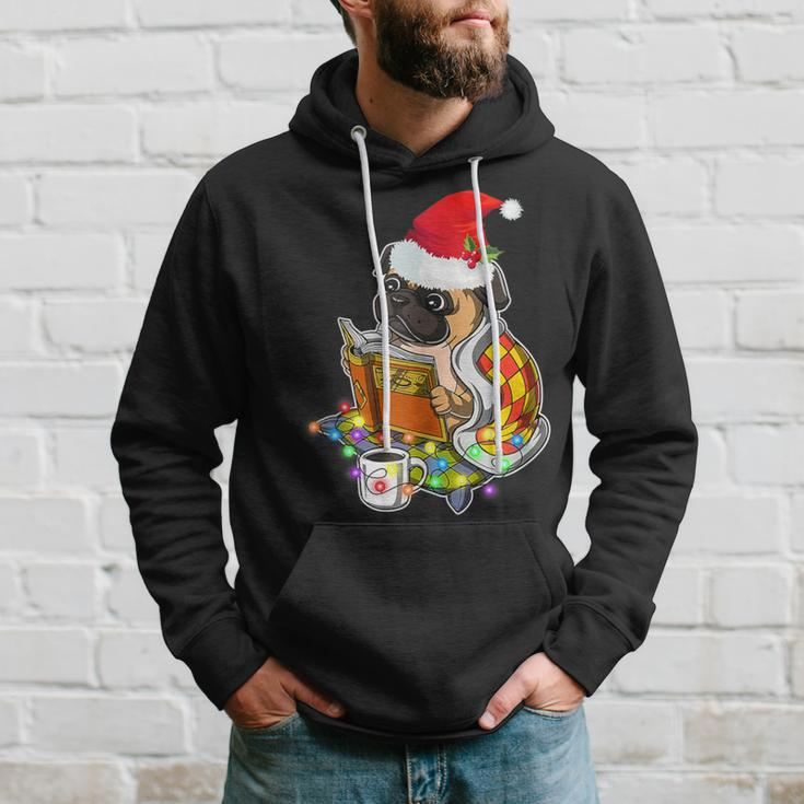 Pug Reading Book Dog Bookworm All Booked For Christmas Hoodie Gifts for Him