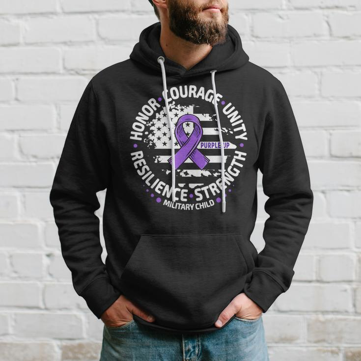 Purple Up For Military Kid Us Flag Cool Military Child Month Hoodie Gifts for Him