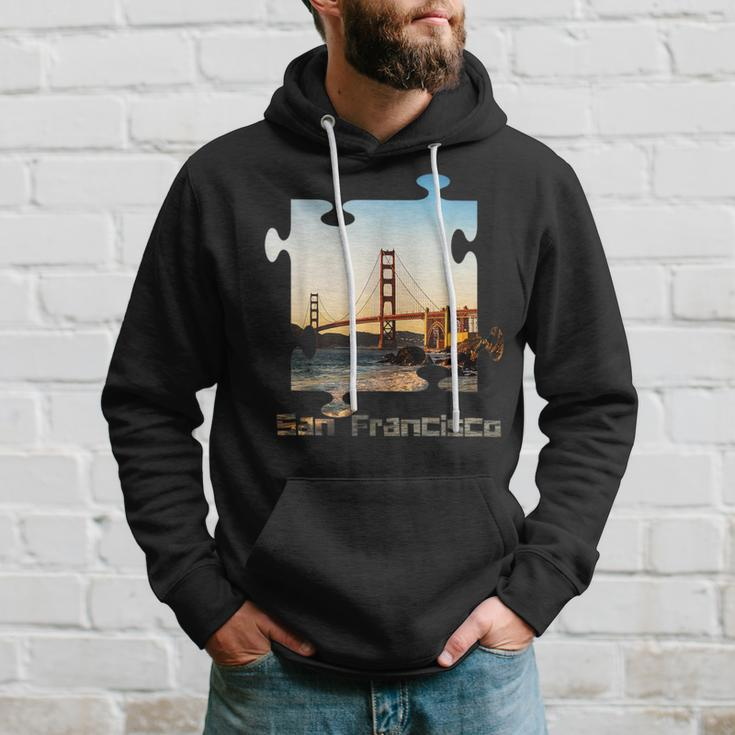 Puzzle Skyline San Francisco California Golden Gate Bridge Hoodie Gifts for Him