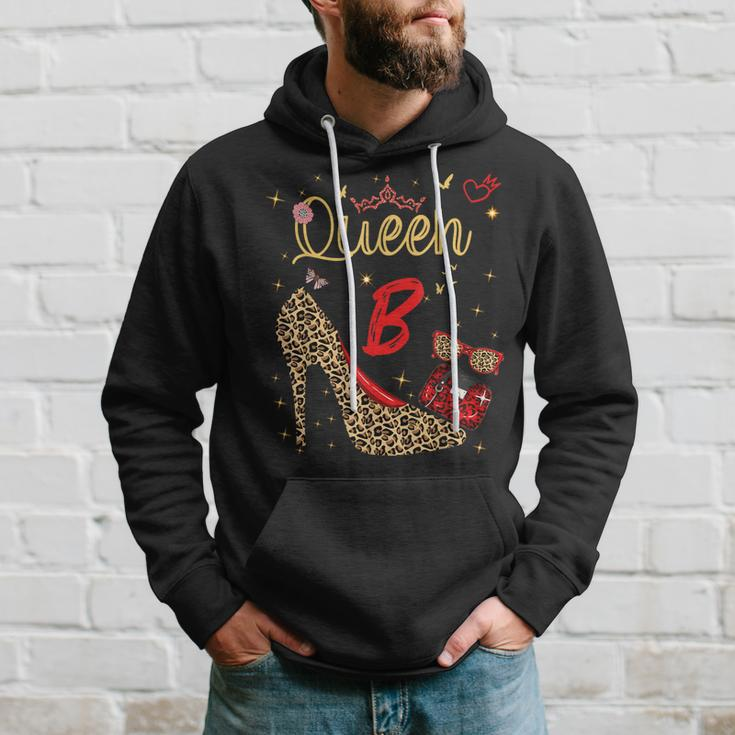 Queen Letter B Initial Name Leopard Heel Letter B Alphapet Hoodie Gifts for Him