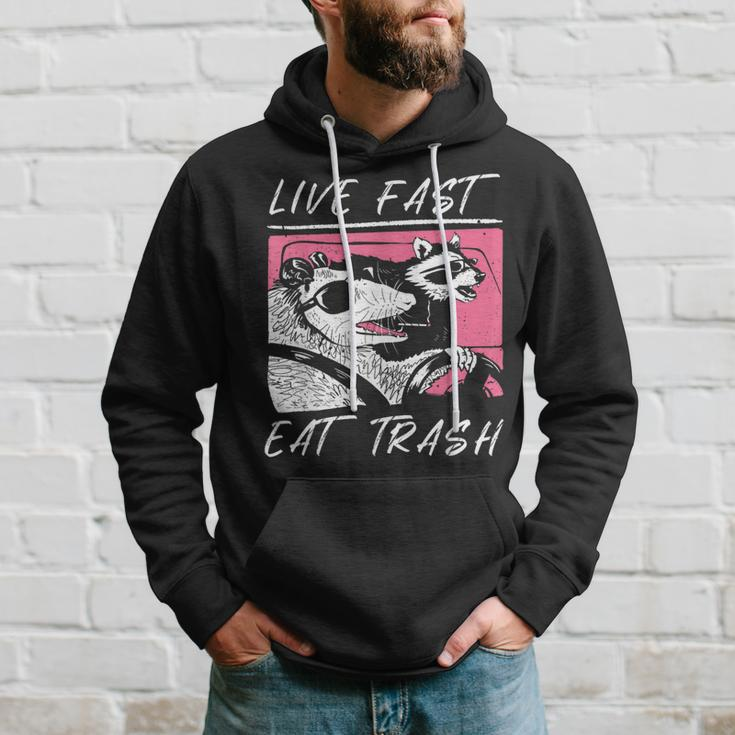 Raccoon And Possum Live Fast Eat Trash Enjoy Life Adventure Hoodie Gifts for Him