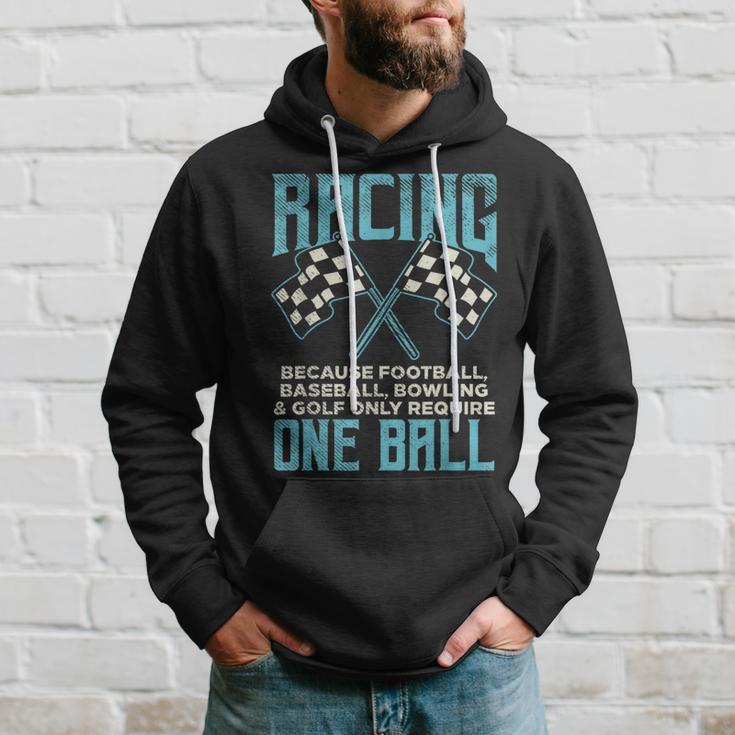 Racing One Ball Checkered Flag Race Car Driver Racer Hoodie Gifts for Him