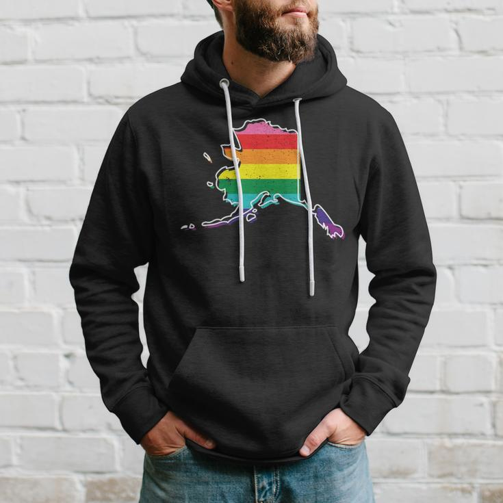 Rainbow Alaskan Gay Pride Flag Vintage Hoodie Gifts for Him