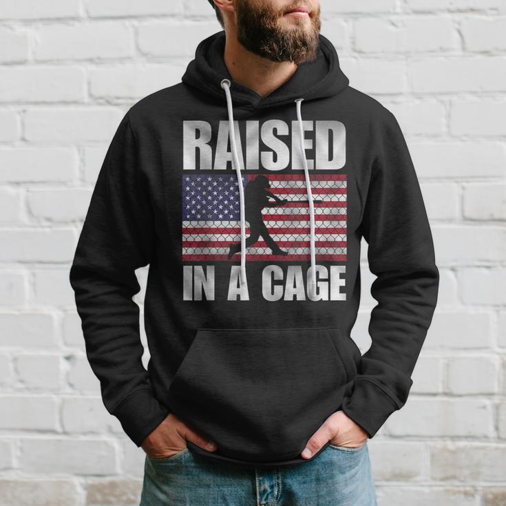 Raised In A Cage Joke Baseball Player Pitcher Flag Hoodie Gifts for Him