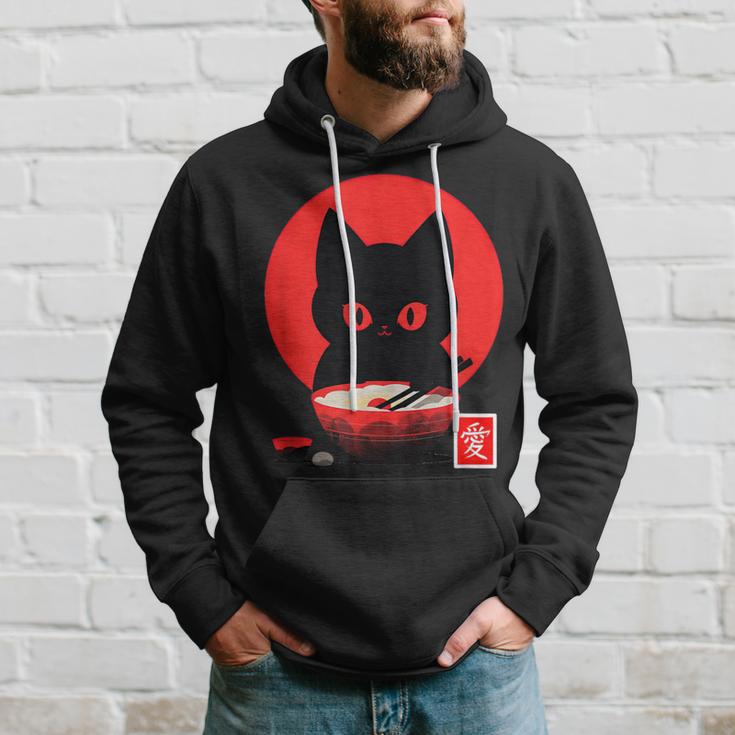 Ramen Cat Japanese Love Kanji Vintage Rising Sun Neko Nippon Hoodie Gifts for Him