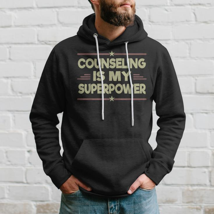 Therapist Counseling My Superpower Fun Counselor Hoodie Gifts for Him