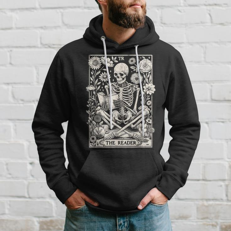 The Reader Skeleton Book Lover Tarot Card Reading Book Hoodie Gifts for Him