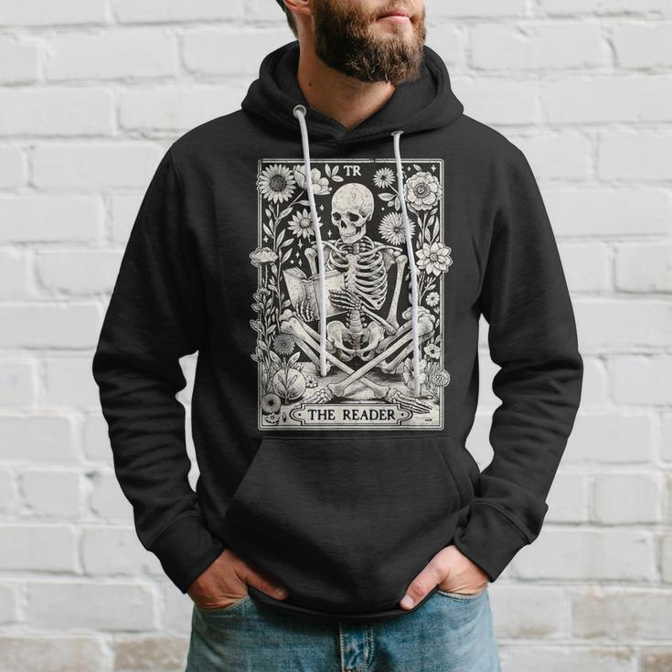 The Reader Tarot Card Book Lover Skeleton Reading Book Hoodie Gifts for Him