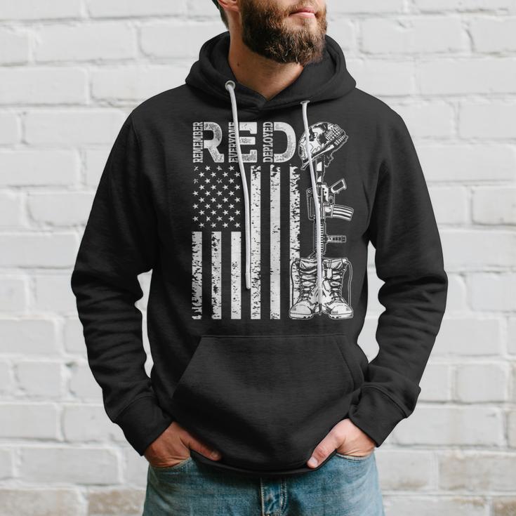 Red Friday Military Support Our Troops Soldier Us Flag Retro Hoodie Gifts for Him