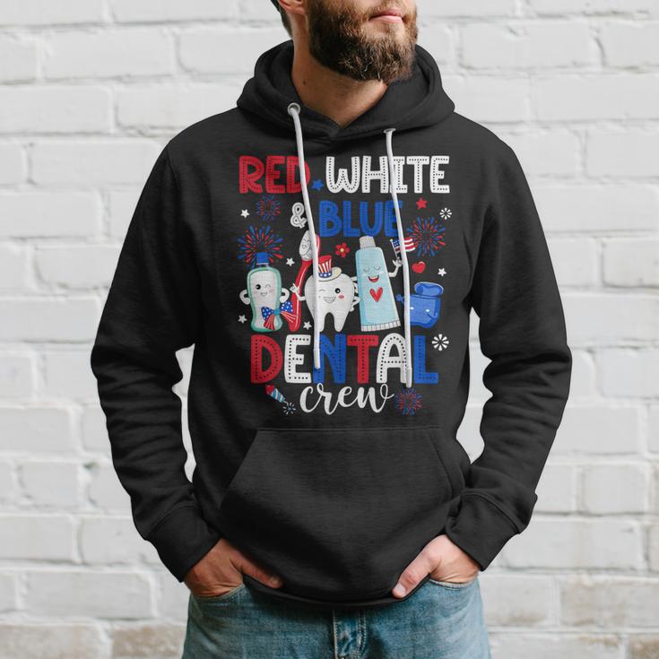 Red White & Blue Dental Crew Dental Assistant 4Th Of July Hoodie Gifts for Him