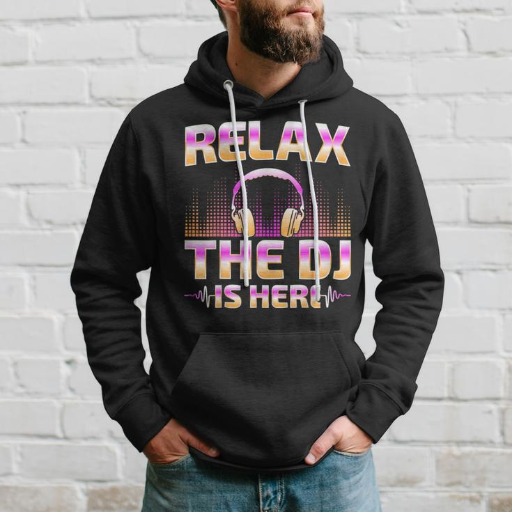 Relax The Dj Is Here Dj Disc Jockey Music Player Dad Hoodie Gifts for Him