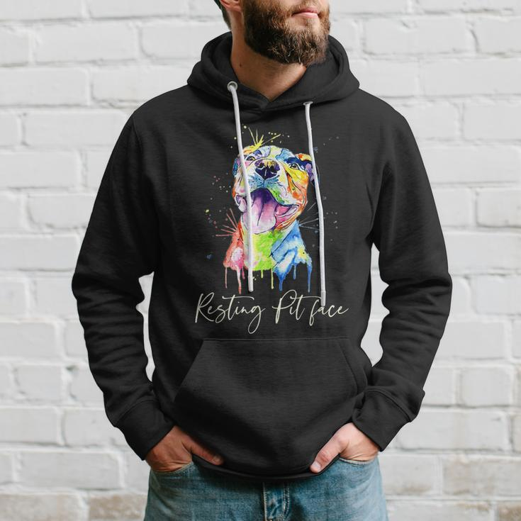 Resting Pit Face Pitbull Watercolor Dog Lovers Hoodie Gifts for Him