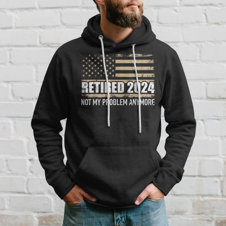 Retired 2024 Us American Flag Problem Anymore For Retirement Hoodie Gifts for Him