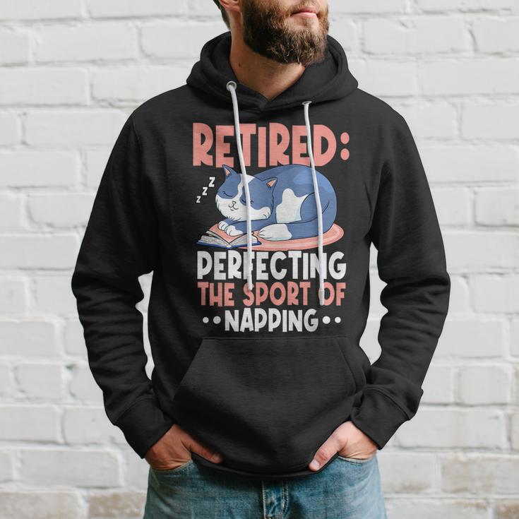 Retired Perfecting The Sport Of Napping Cat Lover Retirement Hoodie Gifts for Him