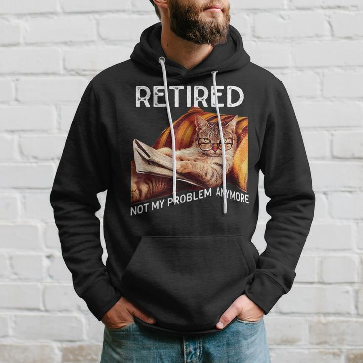 Retirement 2024 Retired 2024 Not My Problem Anymore Cute Cat Hoodie Gifts for Him