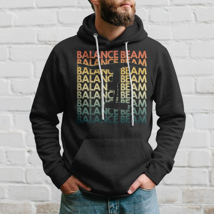 Retro Balance Beam Repetitive Vintage Bb Gymnast Hoodie Gifts for Him