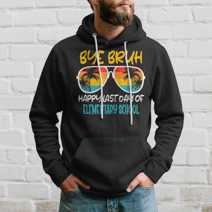 Retro Bye Bruh Elementary School Happy Last Day Of School Hoodie Gifts for Him