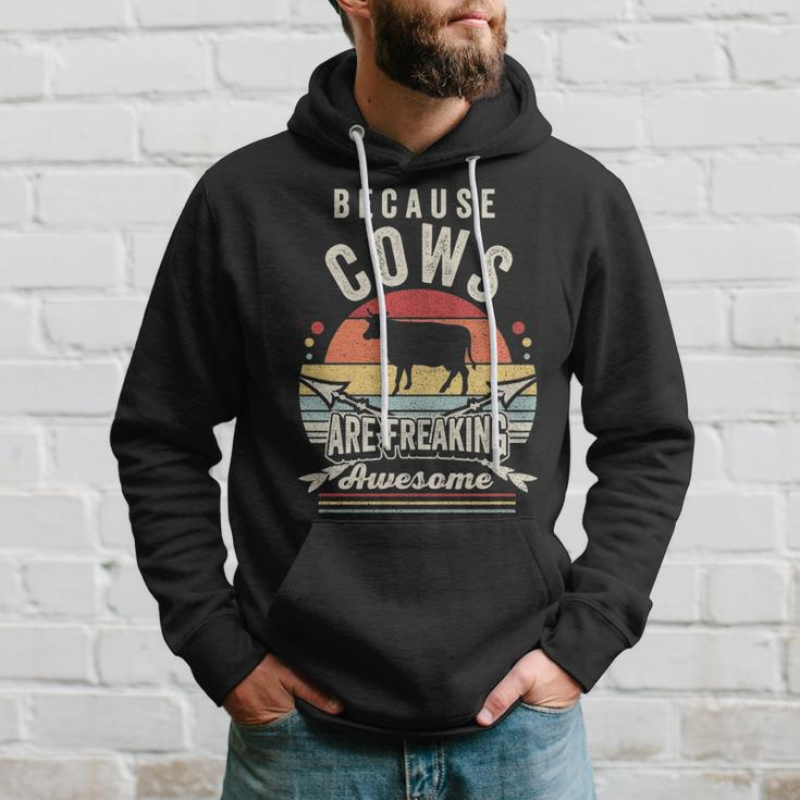 Retro Because Cows Are Freaking Awesome Cow Hoodie Gifts for Him