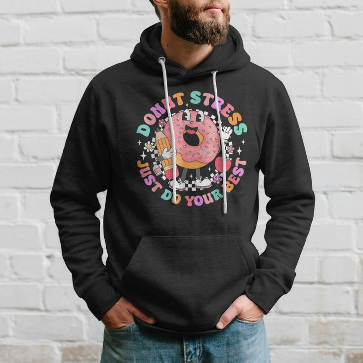 Retro Donut Stress Just Do Your Best Staar Testing Hoodie Gifts for Him