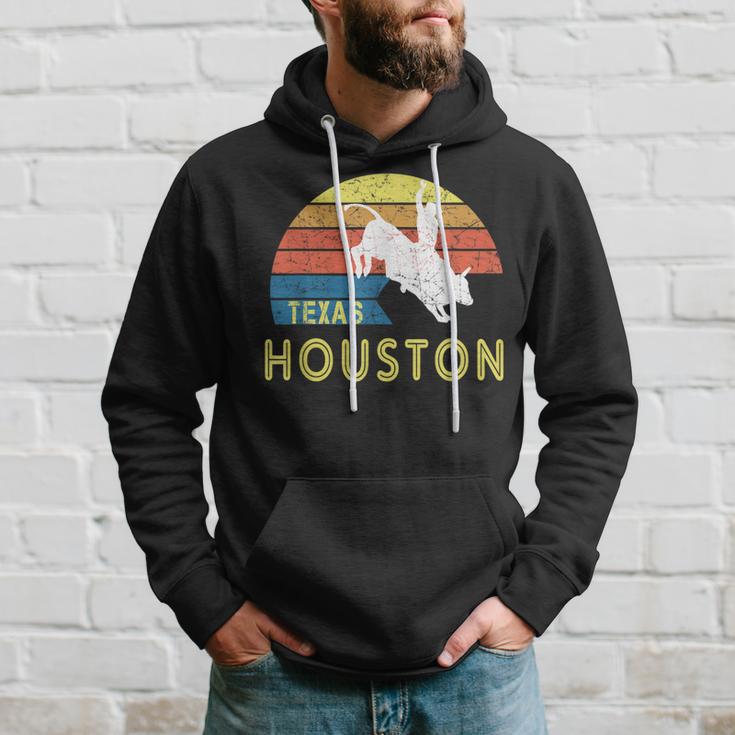 Retro Houston Texas Souvenir With A Vintage Rodeo Rider Hoodie Gifts for Him