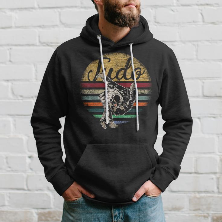 Retro Judo Kampfsport-Hoodie, Vintage Streifen & Wurfgrafik Tee Geschenke für Ihn