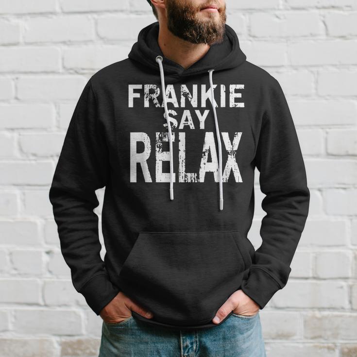 Retro-Stil Frankie Say Relax Schwarzes Hoodie, 80er Jahre Musik Fan Tee Geschenke für Ihn