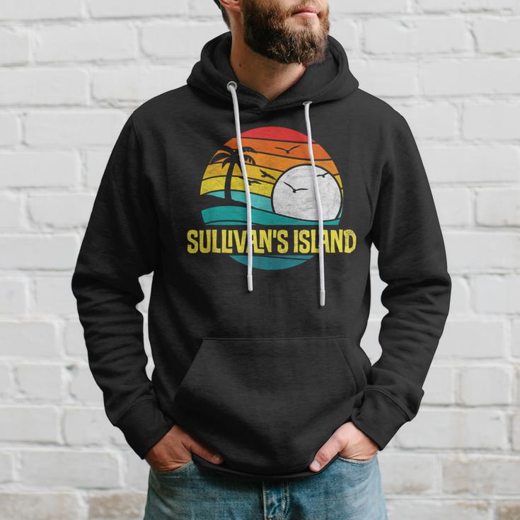 Retro Sullivan's Island Beach Sun & Surf Eighties Graphic Hoodie Gifts for Him